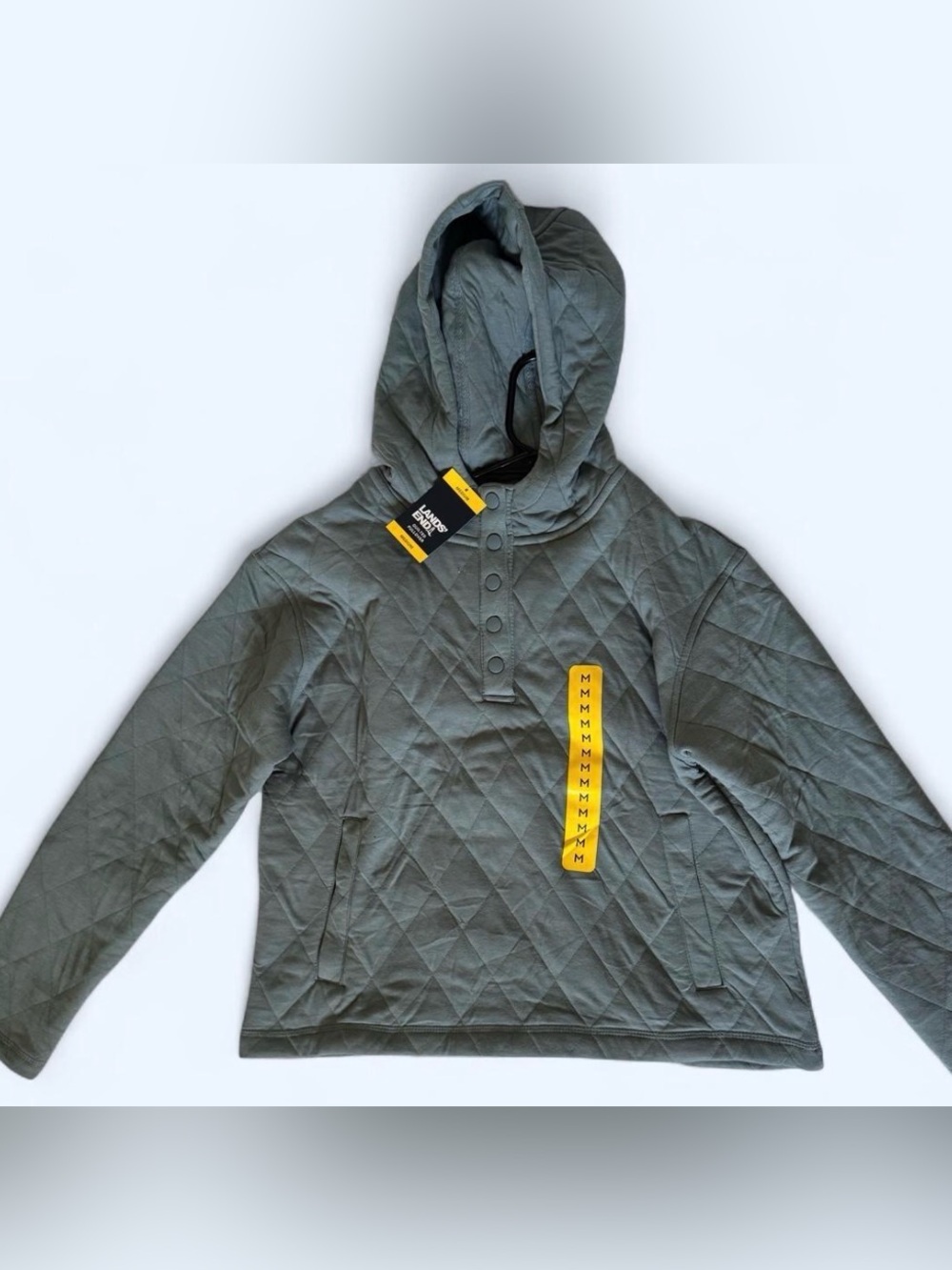 Quilted Hooded Pullover for Women- Gray